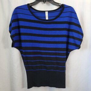 Pina Rossi Sweater stripes Blue Black stretch Small Rayon classic chic French
